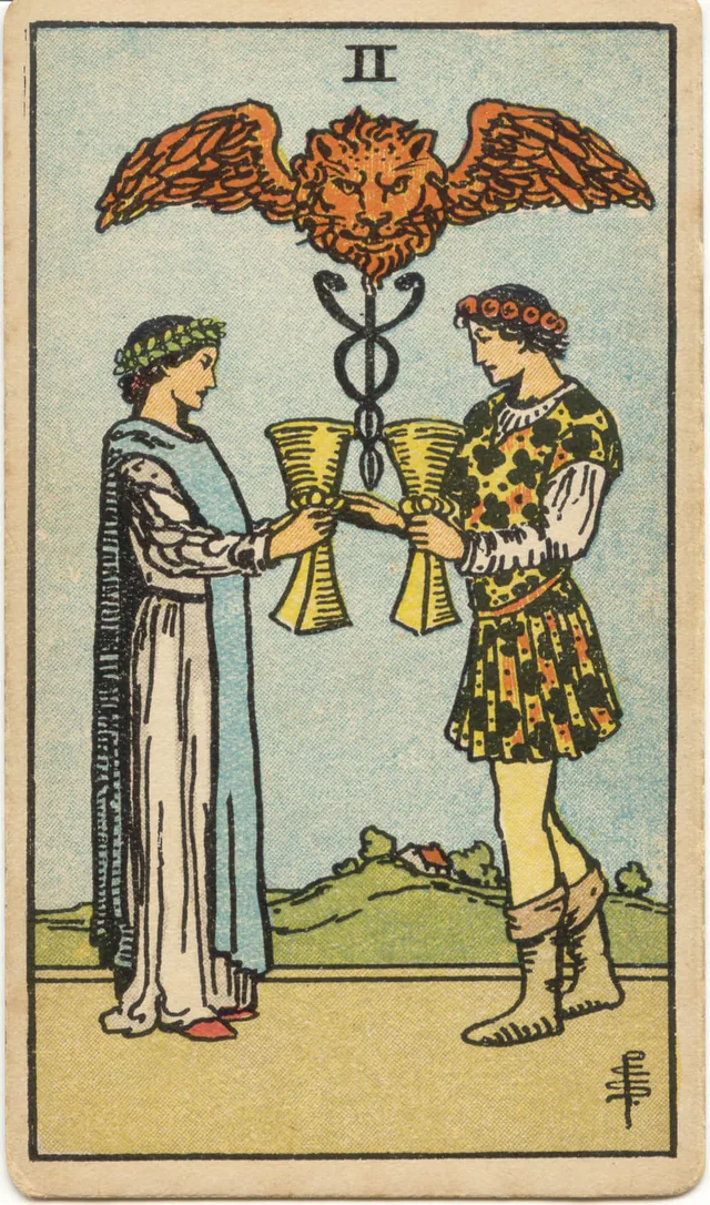 Two of Cups — 1909 Rider–Waite–Smith Tarot card