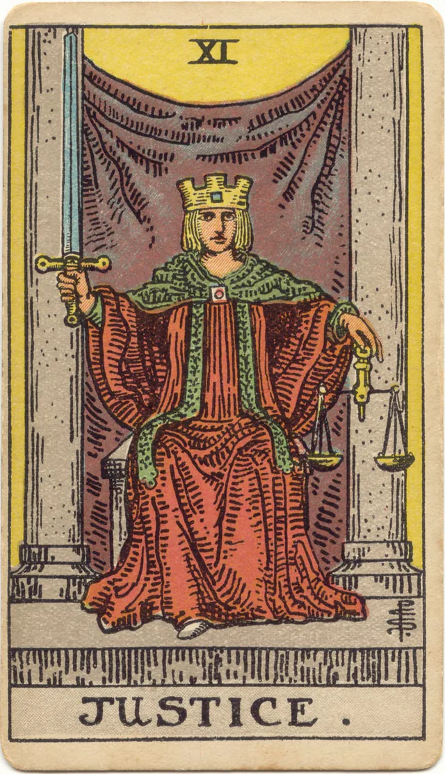 Justice — 1909 Rider–Waite–Smith Tarot card