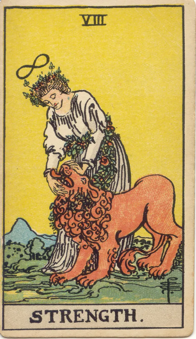 Strength — 1909 Rider–Waite–Smith Tarot card