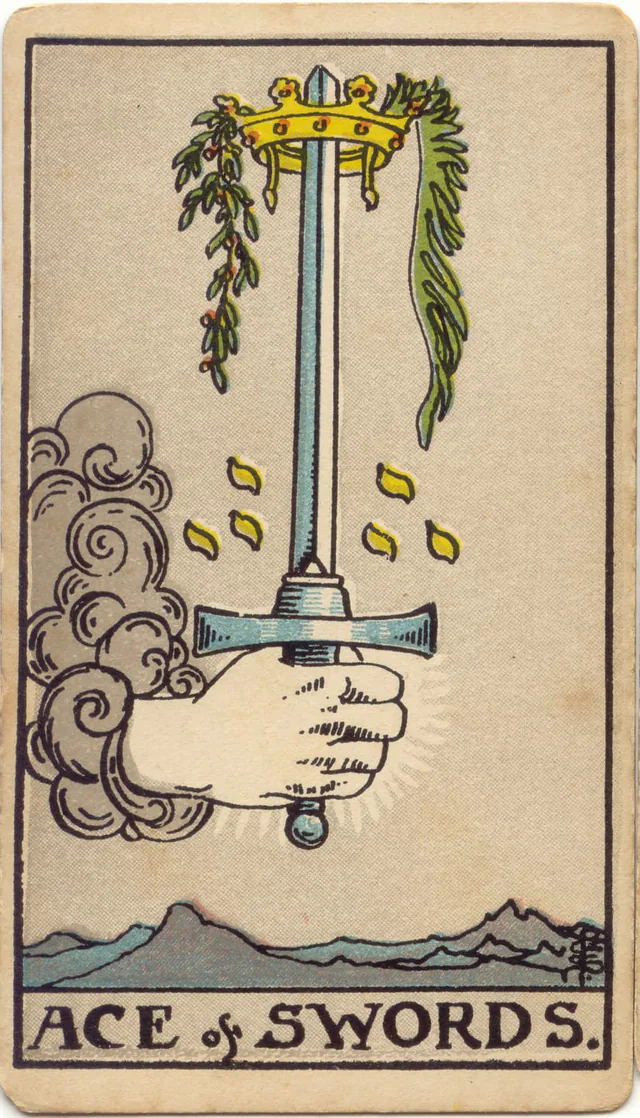 Ace of Swords — 1909 Rider–Waite–Smith Tarot card