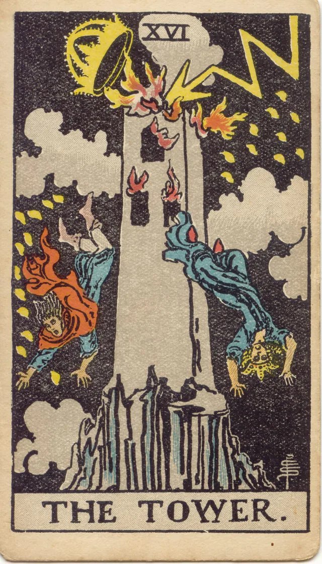 The Tower — 1909 Rider–Waite–Smith Tarot card