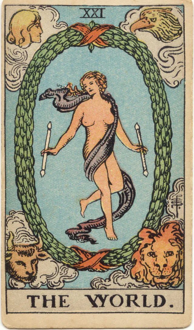 The World — 1909 Rider–Waite–Smith Tarot card