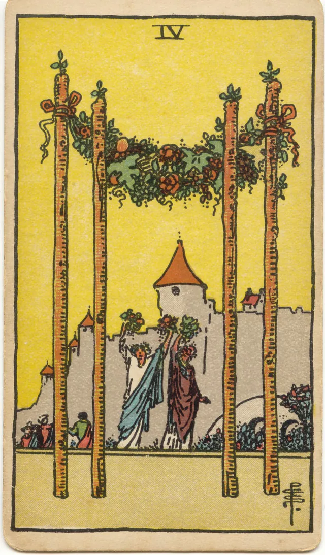 Four of Wands — 1909 Rider–Waite–Smith Tarot card