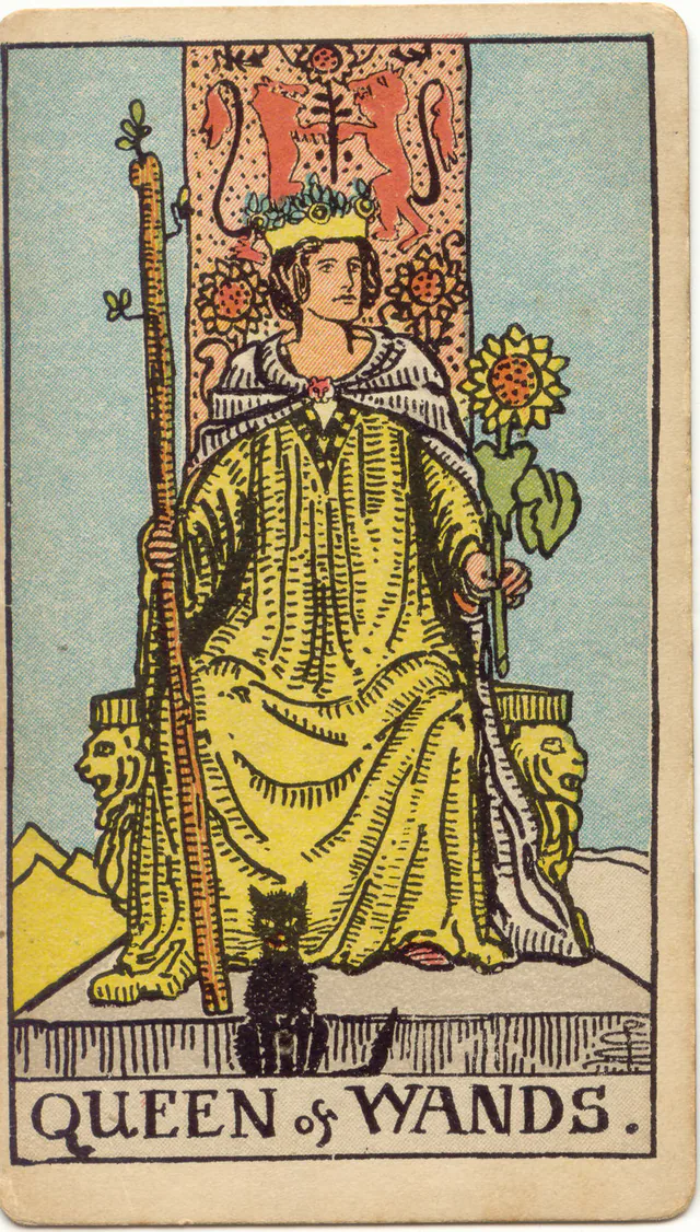 Queen of Wands — 1909 Rider–Waite–Smith Tarot card