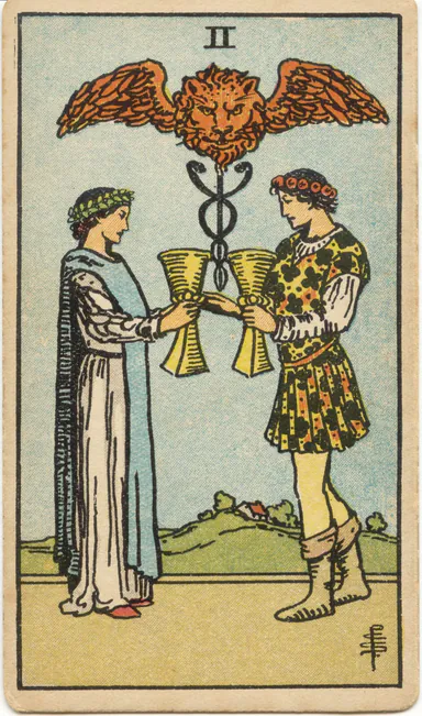 Two of Cups — 1909 Rider–Waite–Smith Tarot card