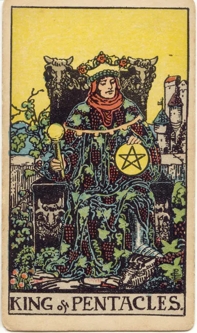 King of Pentacles — 1909 Rider–Waite–Smith Tarot card