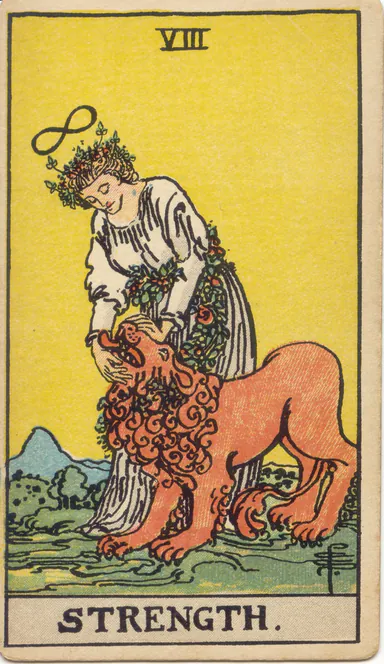 Strength — 1909 Rider–Waite–Smith Tarot card
