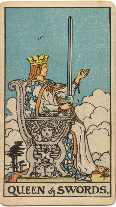 Queen of Swords — 1909 Rider–Waite–Smith Tarot card