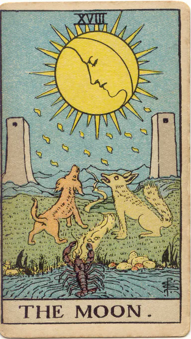 The Moon — 1909 Rider–Waite–Smith Tarot card