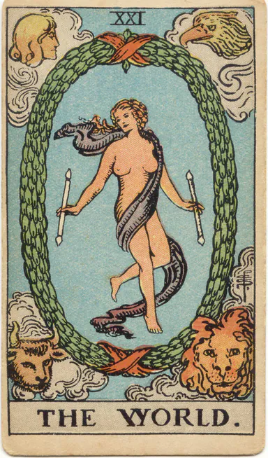 The World — 1909 Rider–Waite–Smith Tarot card