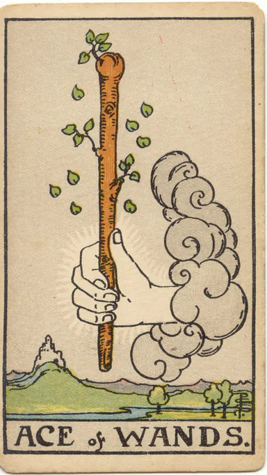 Ace of Wands — 1909 Rider–Waite–Smith Tarot card