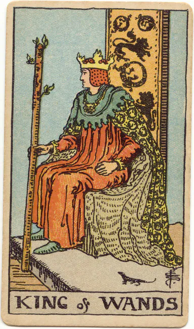 King of Wands — 1909 Rider–Waite–Smith Tarot card