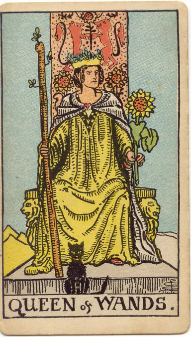 Queen of Wands — 1909 Rider–Waite–Smith Tarot card