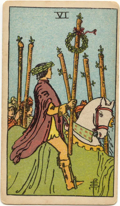 Six of Wands — 1909 Rider–Waite–Smith Tarot card