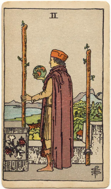 Two of Wands — 1909 Rider–Waite–Smith Tarot card